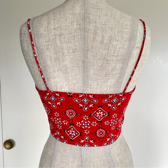 NWT Red Bandana Print Spaghetti Strap Tank Top - Picture 4 of 5